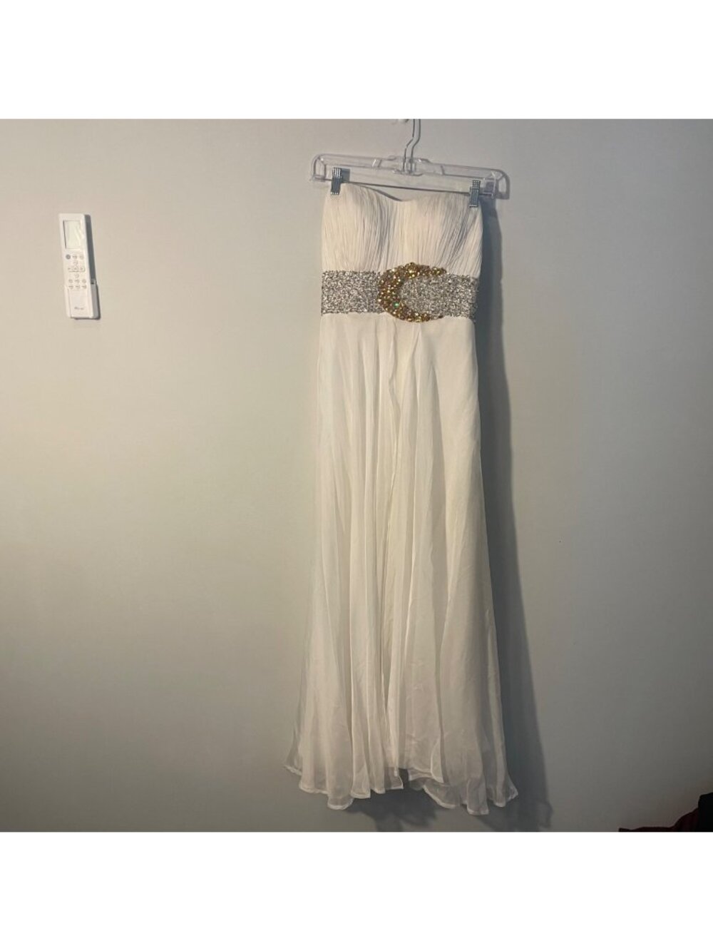 flash by mac duggal strapless long formal gown